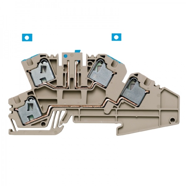 1882600000 WEIDMULLER Клеммная колодка многоуровневой установки, PUSH IN, 4 mm², 400 V, 20 A, Количество соединений: 4, Количество уровней: 2, Темно-бежевый