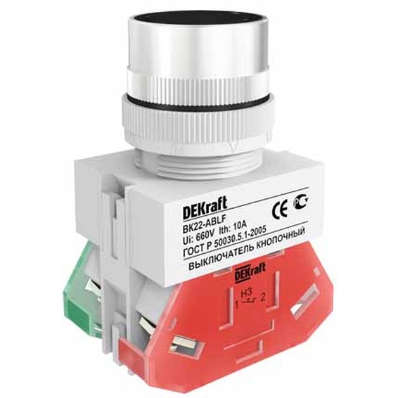 25012DEK DEKraft Выкл. кноп. ABLF 22 мм Цвет:ЧЕРНЫЙ 220В ВK-22