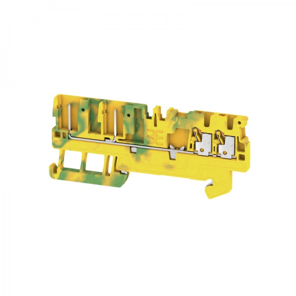 2482240000 WEIDMULLER Клемма защ. заземления (PE), PUSH IN, 1.5 mm², Количество соединений: 4, Количество уровней: 1, зеленый/желтый, оранжевый