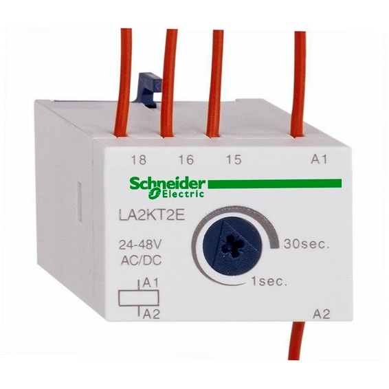 LA2KT2E Schneider Electric БЛОК ВСПОМОГАТЕЛЬНЫХ КОНТАКТОВ С ВЫДЕРЖКОЙ ВРЕМЕНИ 1...30С AC/DC 24...48V