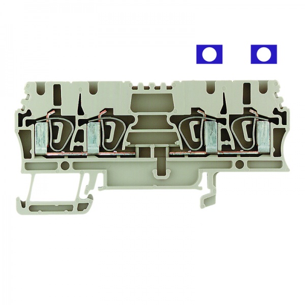 1608610000 WEIDMULLER Проходная клеммная колодка, Пружинное соединение, 2.5 mm², 800 V, 24 A, Количество соединений: 4