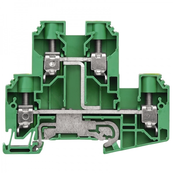 1415470000 WEIDMULLER Клемма защ. заземления (PE), Винтовое соединение, 10 mm², 800 V, 57 A, Количество соединений: 4, Количество уровней: 2, зеленый/желтый