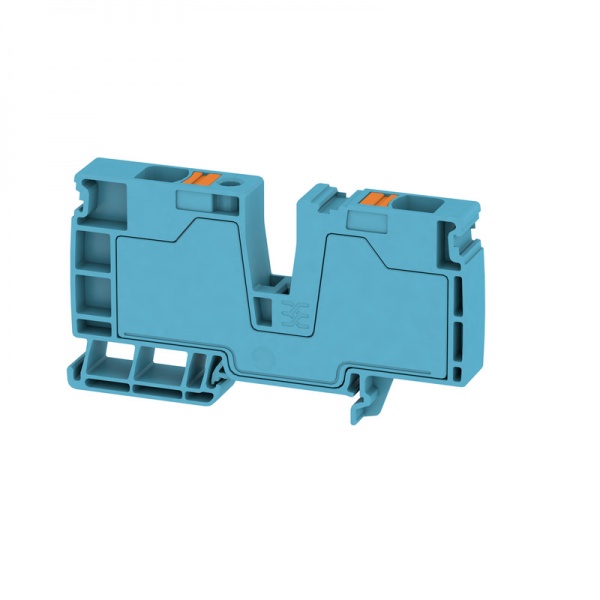 2502320000 WEIDMULLER Клемма питания, PUSH IN, 16 mm², 800 V, 76 A, Количество потенциалов на уровень: 1, TS 35, синий, Цвет элементов управления: оранжевый