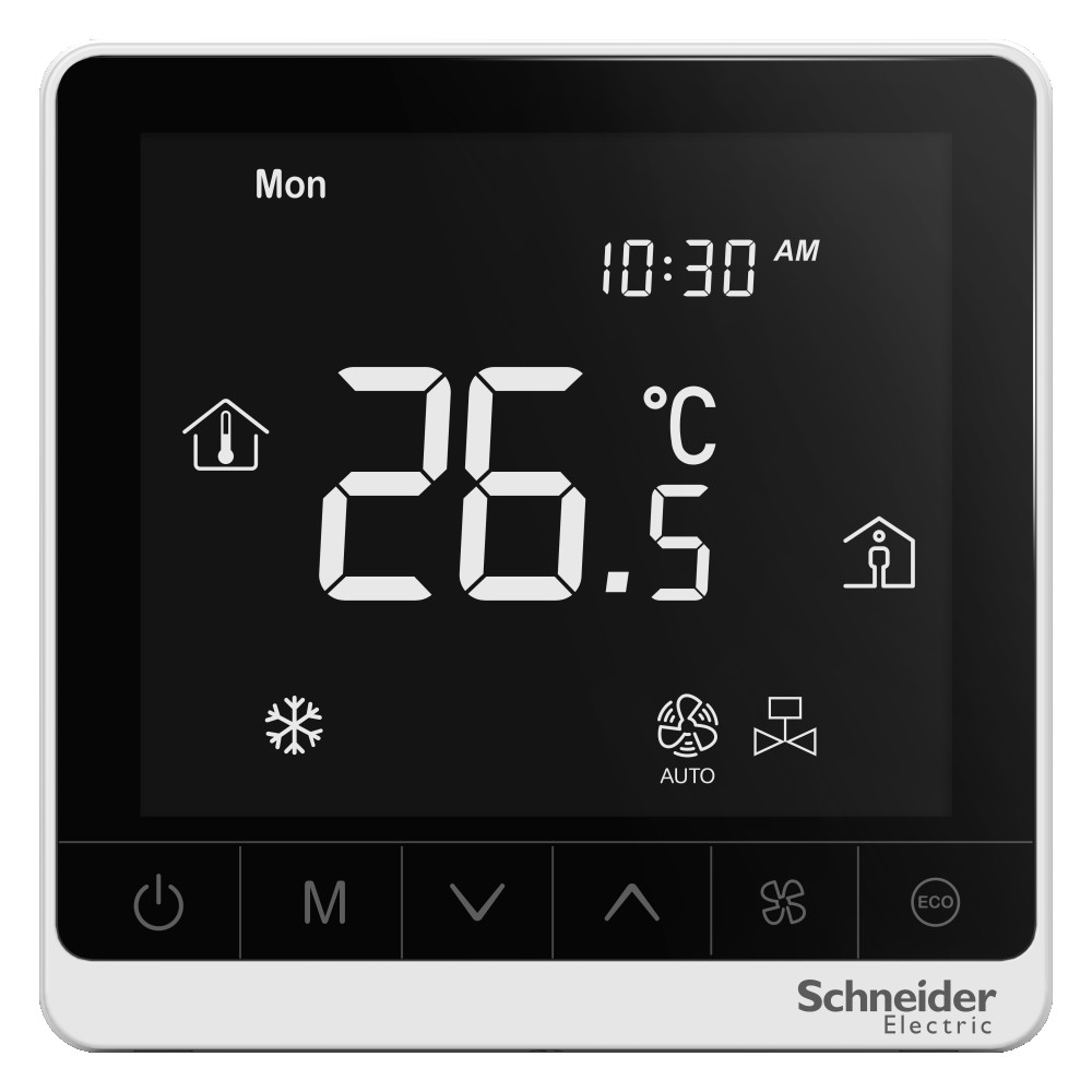 Термостат комн. цифровой, вкл/выкл для 4-тр.фанкойла ECM Modbus ч/б ~230В