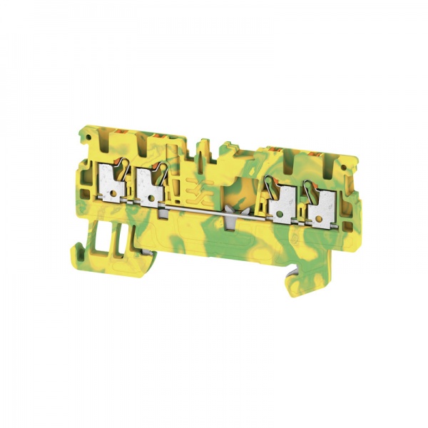 1552660000 WEIDMULLER Клемма защ. заземления (PE), PUSH IN, 1.5 mm², 500 V, Количество соединений: 4, Количество уровней: 1, зеленый/желтый, оранжевый