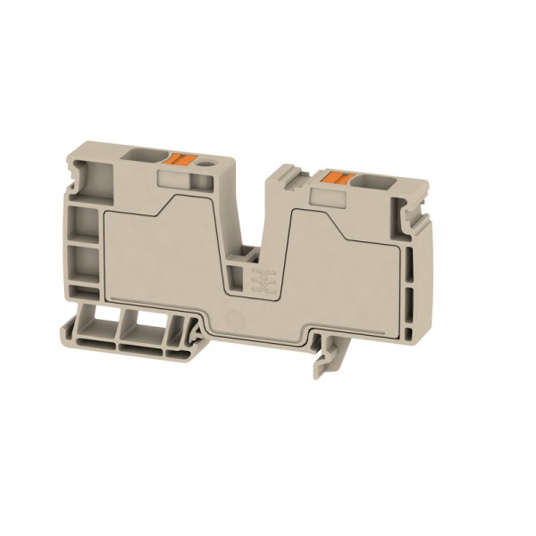 2502280000 WEIDMULLER Клемма питания, PUSH IN, 16 mm², 800 V, 76 A, Количество потенциалов на уровень: 1, TS 35, Темно-бежевый, Цвет элементов управления: оранжевый