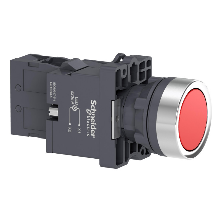 XA2EW34M1 Schneider Electric КНОП.СПОДС.,СLED,220В.,КРАСН.,1НO
