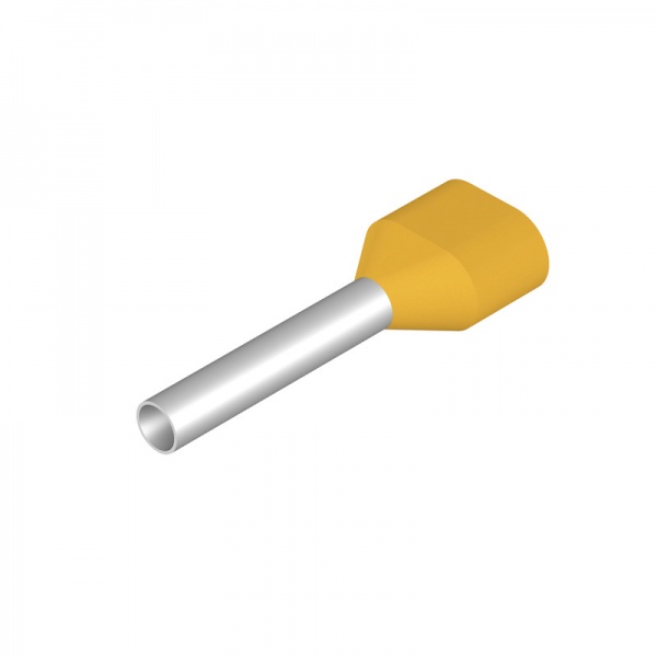 9037270000 WEIDMULLER Кабельный наконечник, Двойной наконечник, 1 mm², Длина зачистки изоляции: 16 mm, желтый