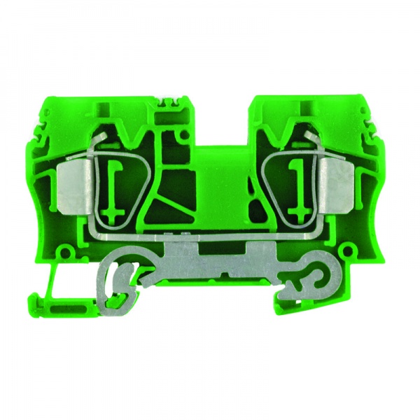 1746770000 WEIDMULLER Клемма защ. заземления (PE), Пружинное соединение, 10 mm², 800 V, Количество соединений: 2, Количество уровней: 1, зеленый/желтый