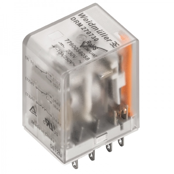 7760056085 WEIDMULLER Миниатюрное промышленное реле, 115 В AC, 4 Переключающий контакт (AgNi 0,15 мкм Au) , 250 V AC, 5 A