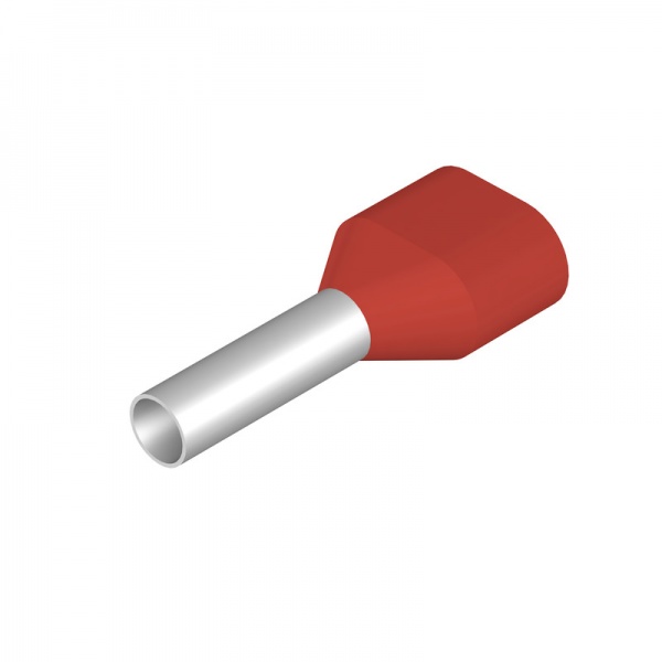 9018540000 WEIDMULLER Кабельный наконечник, Двойной наконечник, 1 mm², Длина зачистки изоляции: 12 mm, красный