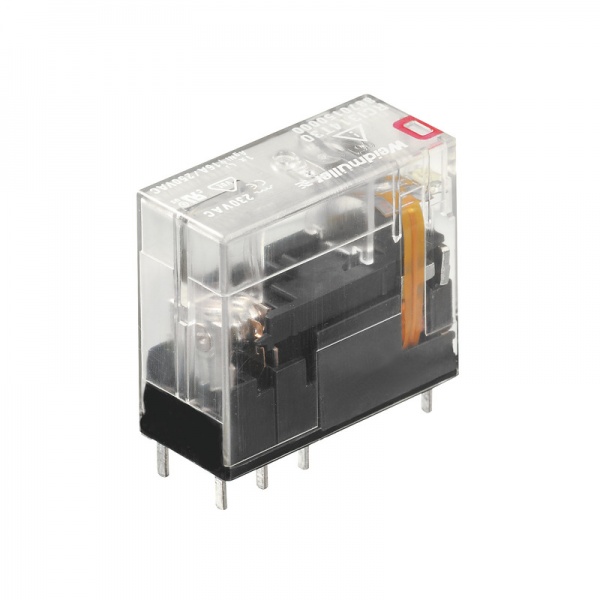 8870180000 WEIDMULLER Миниатюрное промышленное реле, 24 В DC, Зеленый светодиод, Безынерционный диод, 2 Переключающий контакт (AgNi 90/10) , 240 V AC, 8 A, Шаг в мм: 5.00