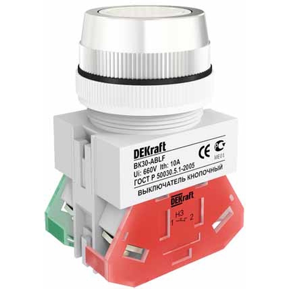 25041DEK DEKraft Выкл. кноп. ABLF 30 мм Цвет:БЕЛЫЙ 220В ВK-30