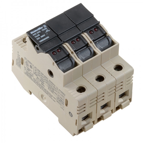 1444240000 WEIDMULLER Клемма с предохранителем, Винтовое соединение, 25 mm², 690 V, 32 A, макс. 3 Вт для gG/gL макс. 1,2 Вт для aM, Темно-бежевый
