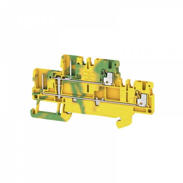 2485870000 WEIDMULLER Клемма защ. заземления (PE), PUSH IN, 1.5 mm², Количество соединений: 4, Количество уровней: 2, зеленый/желтый, оранжевый
