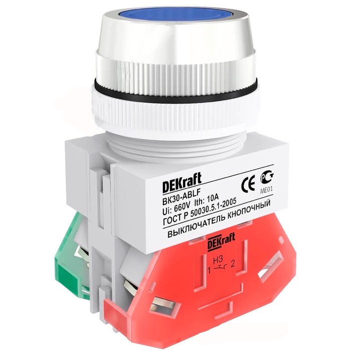 25046DEK DEKraft Выкл. кноп. ABLF 30 мм Цвет:СИНИЙ 220В ВK-30