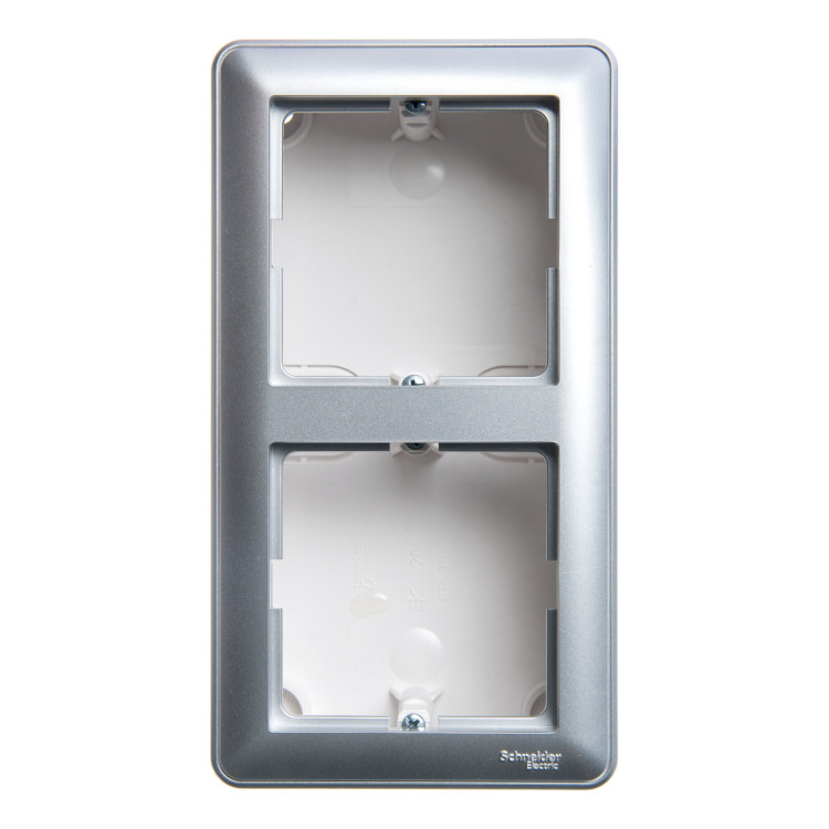 KP-252-58 Schneider Electric W59 КОРОБКА подъемная для наружного монтажа с рамкой 2-местная, МАТОВЫЙ ХРОМ