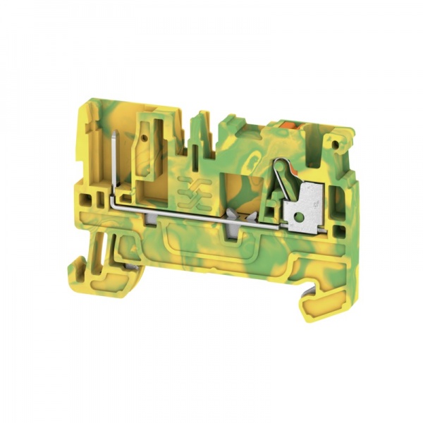 1513870000 WEIDMULLER Клемма защ. заземления (PE), PUSH IN, 2.5 mm², 800 V, Количество соединений: 2, Количество уровней: 1, зеленый/желтый, оранжевый