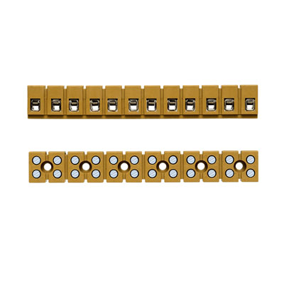 7906210000 WEIDMULLER Одно- и многоконтактная клеммная колодка, Винтовое соединение, 2.5 mm², 400 V, 24 A, Количество полюсов: 12, 15 mm, Умеренно желтый