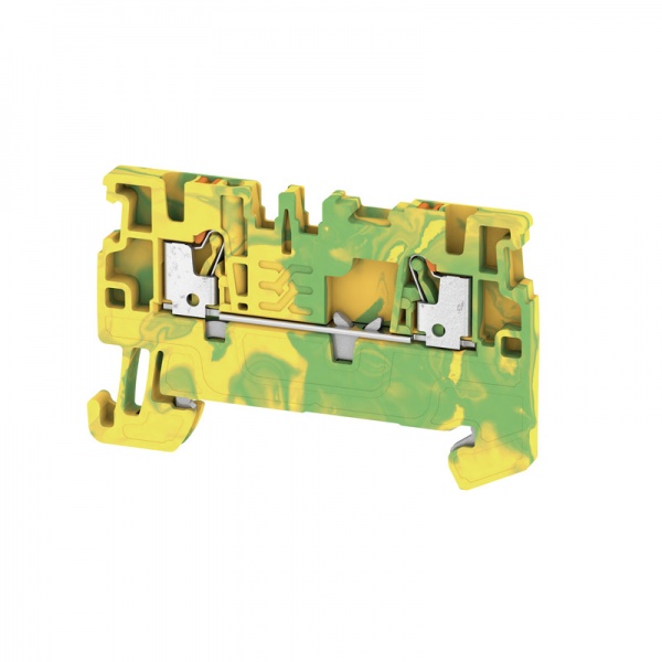 1552680000 WEIDMULLER Клемма защ. заземления (PE), PUSH IN, 1.5 mm², 500 V, Количество соединений: 2, Количество уровней: 1, зеленый/желтый, оранжевый