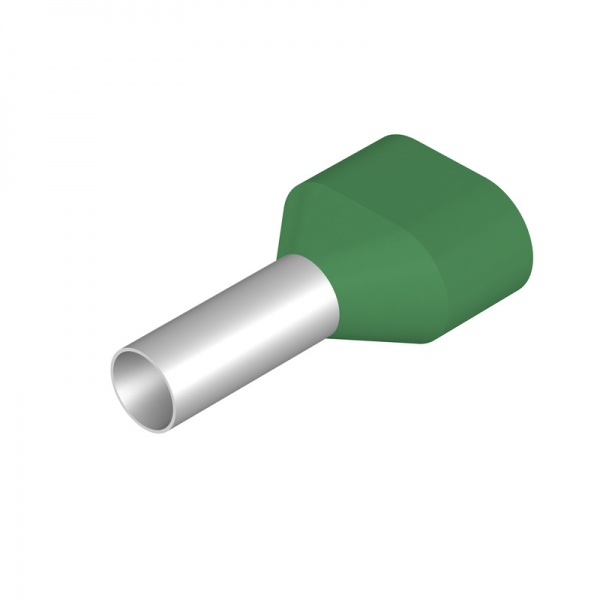 9037690000 WEIDMULLER Кабельный наконечник, Двойной наконечник, 6 mm², Длина зачистки изоляции: 20 mm, зеленый