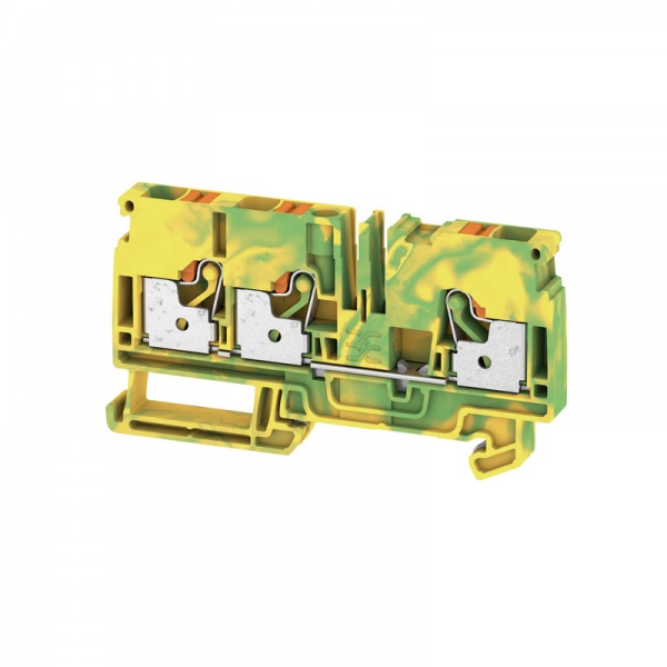 1991850000 WEIDMULLER Клемма защ. заземления (PE), PUSH IN, 6 mm², 800 V, Количество соединений: 3, Количество уровней: 1, зеленый/желтый, оранжевый
