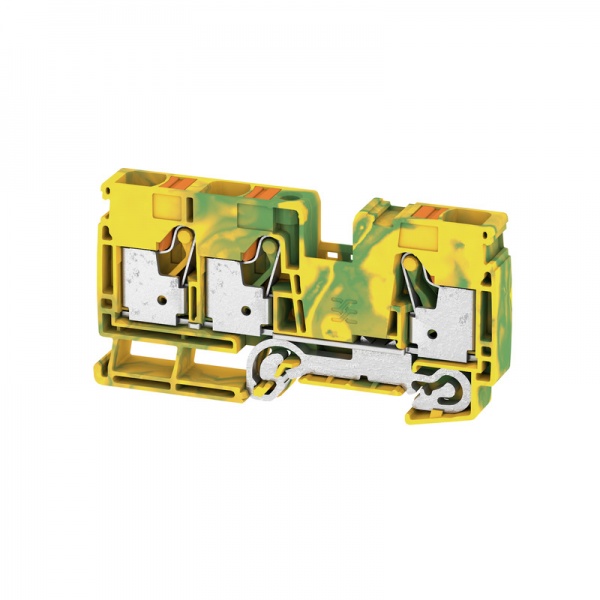 2494020000 WEIDMULLER Клемма защ. заземления (PE), PUSH IN, 16 mm², 1000 V, Количество соединений: 3, Количество уровней: 1, зеленый/желтый, оранжевый
