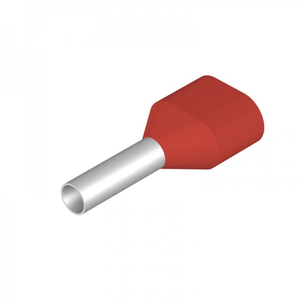 9037290000 WEIDMULLER Кабельный наконечник, Двойной наконечник, 1.5 mm², Длина зачистки изоляции: 11 mm, красный
