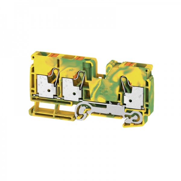 2490590000 WEIDMULLER Клемма защ. заземления (PE), PUSH IN, 10 mm², 1000 V, Количество соединений: 3, Количество уровней: 1, зеленый/желтый, оранжевый