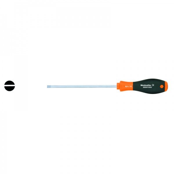 9009020000 WEIDMULLER Плоская отвертка, Толщина лезвия (A): 0.8 mm, Ширина лезвия (B): 4.5 mm, Длина лезвия: 125 mm, Форма: Шлиц