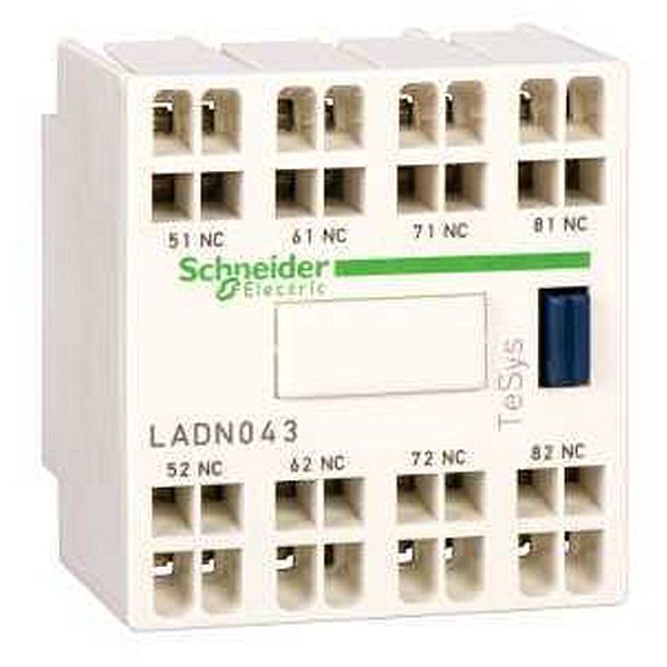 LADN403 Schneider Electric ДОП. КОНТ. БЛОК 4НЗ ФРОНТАЛЬНЫЙ МОНТАЖ КРЕПЛЕНИЕ С ПОМОЩЬЮ ПРУЖИННОГО ЗАЖИМА