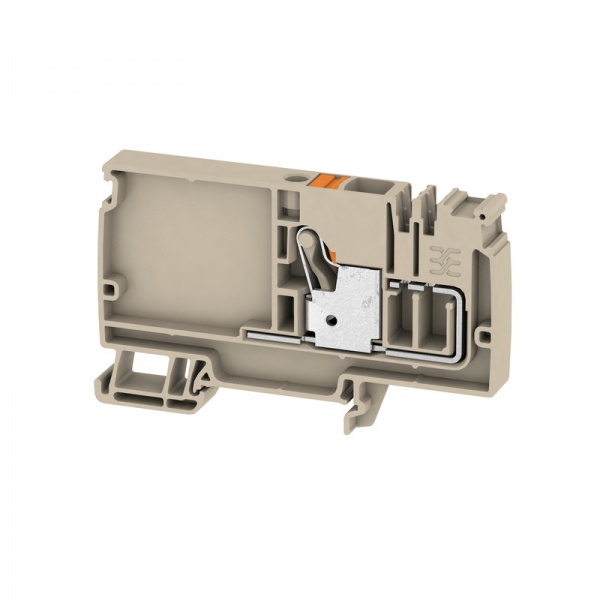 2503900000 WEIDMULLER Клемма питания, PUSH IN, 10 mm², 800 V, 57 A, Количество потенциалов на уровень: 1, TS 35, Темно-бежевый, Цвет элементов управления: оранжевый