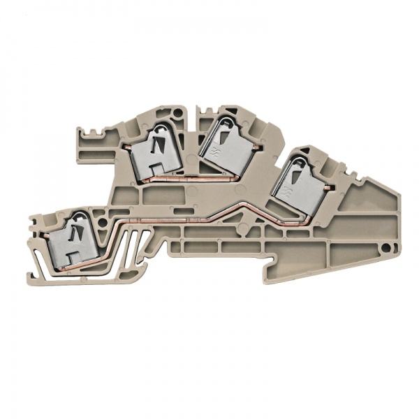 1847630000 WEIDMULLER Клеммная колодка многоуровневой установки, PUSH IN, 4 mm², 400 V, 32 A, Количество соединений: 4, Количество уровней: 2, Темно-бежевый