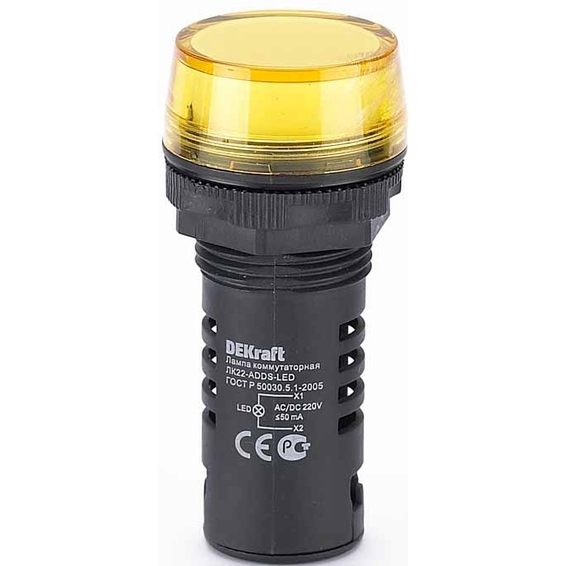 25120DEK DEKraft Лампа комм. ADDS 22 мм LED жел. 220В AC/DC ЛK-22