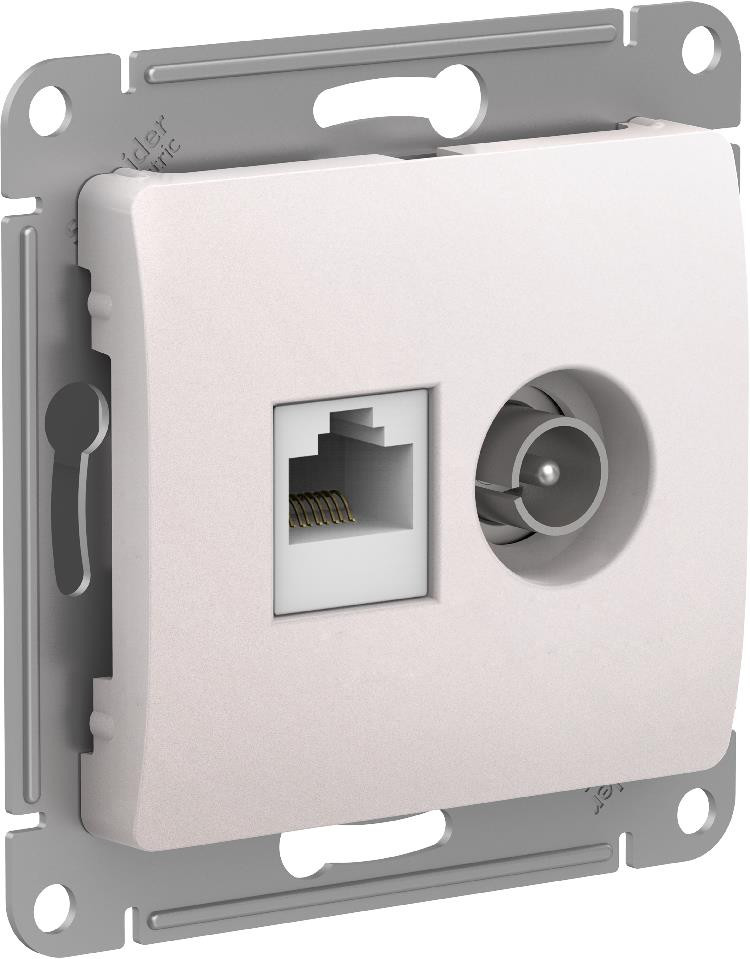 GLOSSA РОЗЕТКА двойная ТВ + компьютерная RJ45, кат. 5Е, механизм, ПЕРЛАМУТР