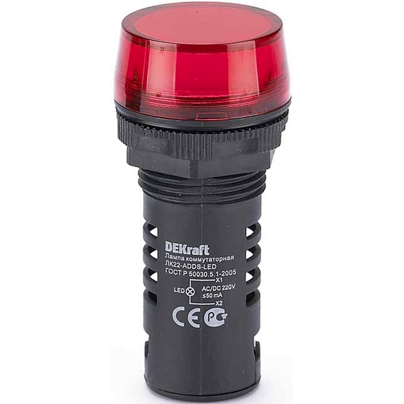 25119DEK DEKraft Лампа комм. ADDS 22 мм LED кр. 220В AC/DC ЛK-22