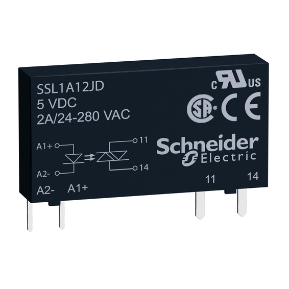 SSL1A12JDR Schneider Electric ТВЕРДОТЕЛЬНОЕ РЕЛЕ, 1 ФАЗА, 2А SSL1A12JDR