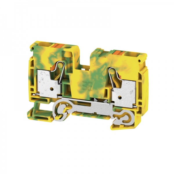 2490440000 WEIDMULLER Клемма защ. заземления (PE), PUSH IN, 10 mm², 1000 V, Количество соединений: 2, Количество уровней: 1, зеленый/желтый, оранжевый