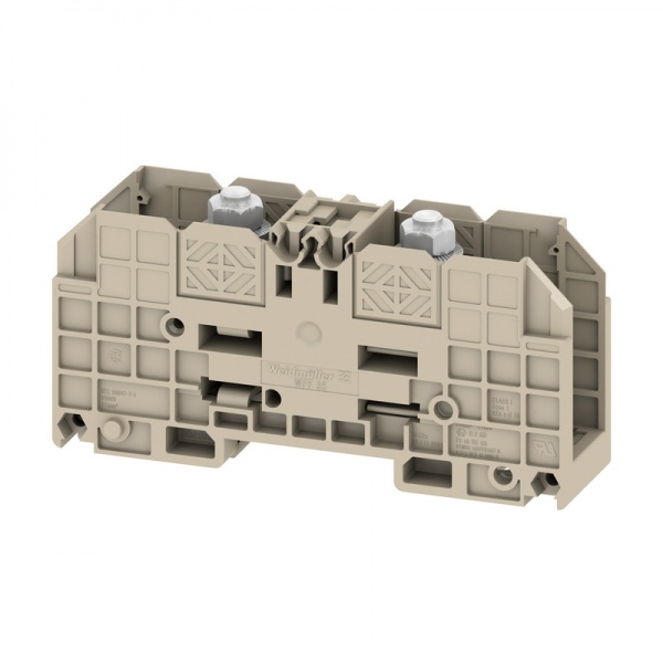 1049220000 WEIDMULLER Болтовая клемма, Болтовое соединение, 35 mm², 500 V, 125 A, Количество соединений: 2, TS 35, Темно-бежевый