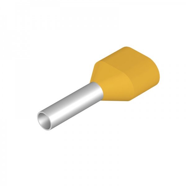 9018530000 WEIDMULLER Кабельный наконечник, Двойной наконечник, 1 mm², Длина зачистки изоляции: 12 mm, желтый