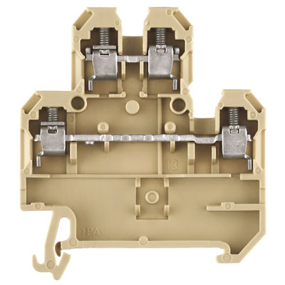 0590160000 WEIDMULLER Многоуровневая модульная клемма, Винтовое соединение, 4 mm², 500 V, 32 A, Количество уровней: 2, бежевый/желтый