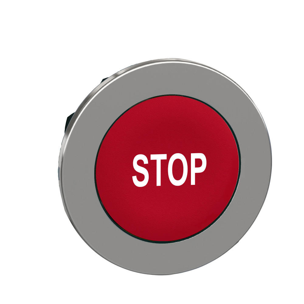 ГОЛОВКА ДЛЯ КНОПКИ 22ММ С ВОЗВРАТОМ, КРАСН, ЗАПОДЛИЦО, МЕТАЛЛ, МАРКИРОВКА "STOP"
