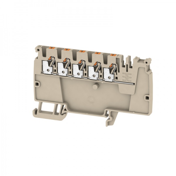 2503880000 WEIDMULLER Клемма питания, PUSH IN, 2.5 mm², 800 V, 24 A, Количество потенциалов на уровень: 1, TS 35, Темно-бежевый, Цвет элементов управления: оранжевый